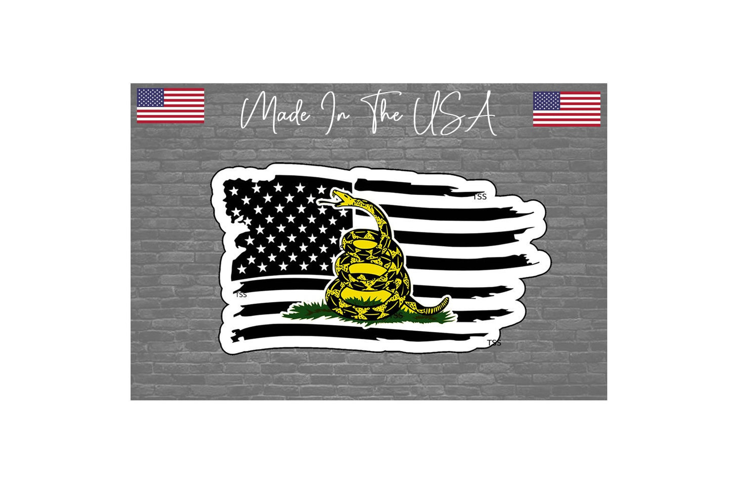 Don't tread Snake Sticker Decal - 2nd Amendment Sticker USA Tattered Flag 5"