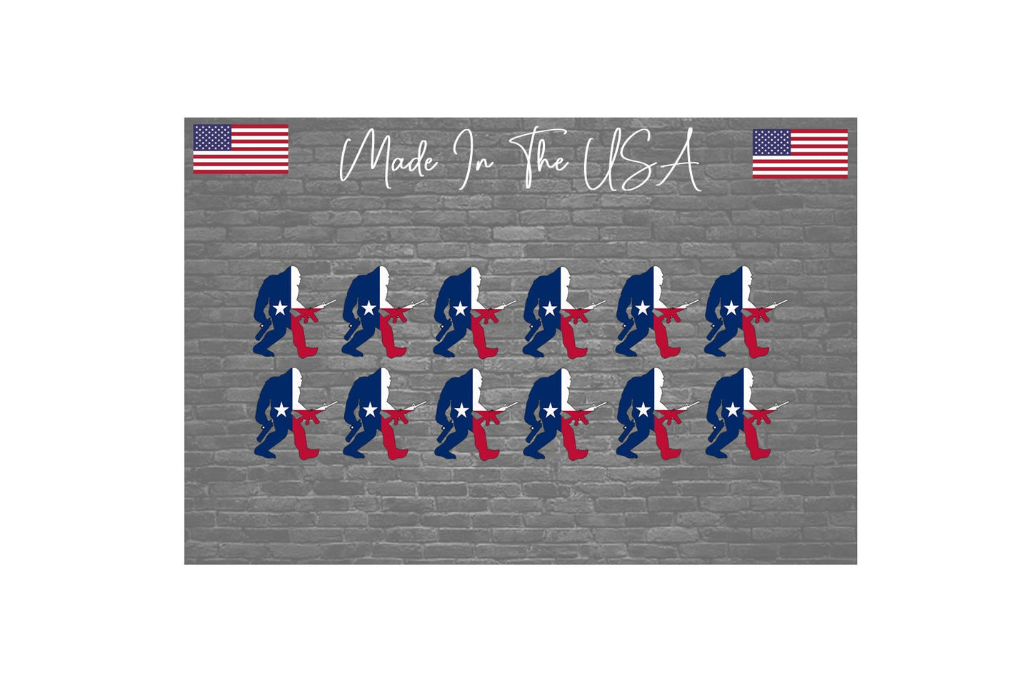 x12 Texas Flag Bigfoot 2A Sticker Decal - Sasquatch Texan 2nd Amendment 1.5"