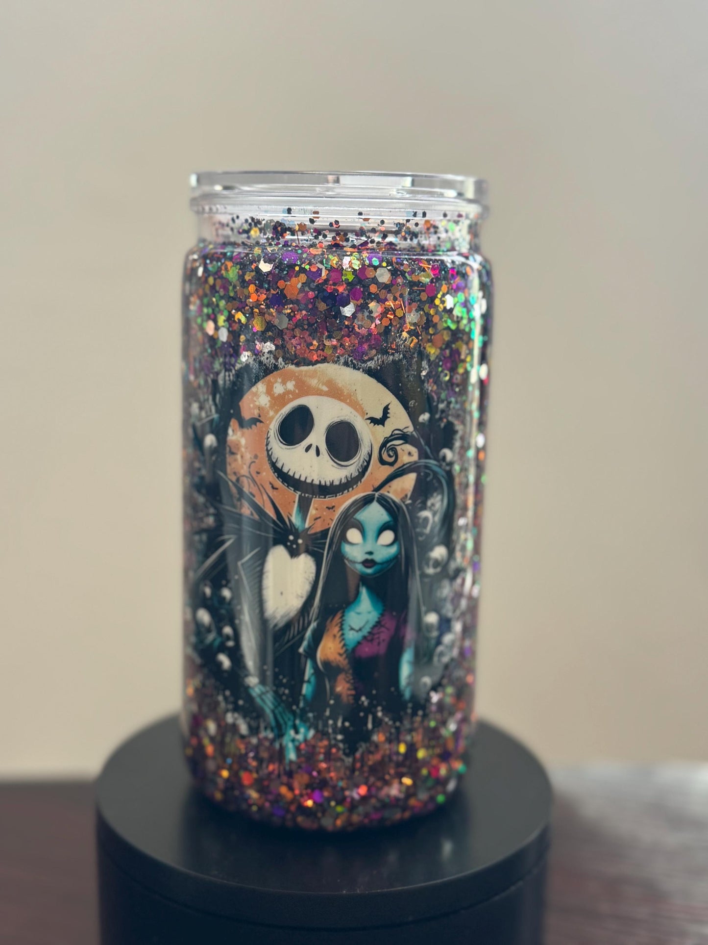 Nightmare before Christmas tumbler 16oz glitter Cup