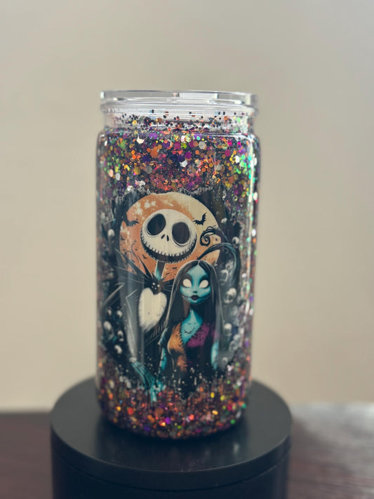 Nightmare before Christmas tumbler 16oz glitter Cup