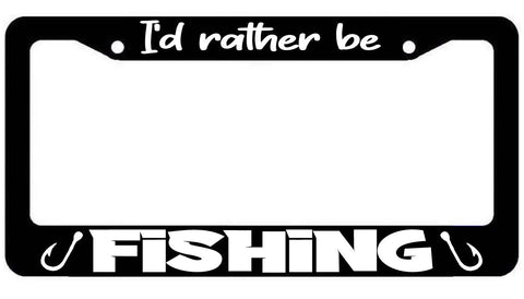 I&#39;d Rather Be Fishing License Plate Frame - Joker plate Cover White