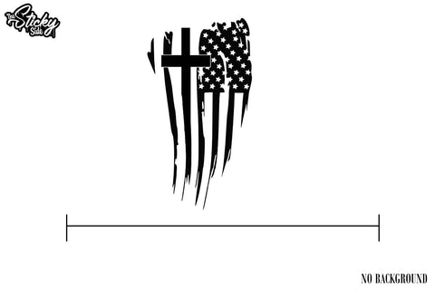 American Flag Cross sticker decal - Christian Jesus 5&quot;