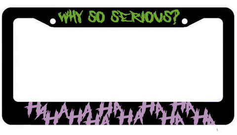 HAHA  Why so Serious License Plate Frame - Joker plate Cover Lime Green  / Purple