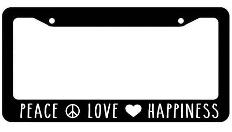 Peace Love Happiness License Plate Frame - Hippie plate Cover