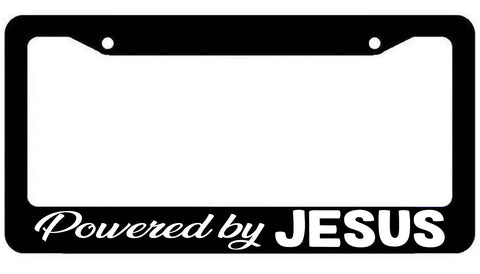 Powered by Jesus License Plate Frame - plate Cover Christian