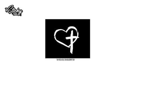 Tattered Cross Heart sticker decal - Christian Jesus Choose Color 3.7&quot;