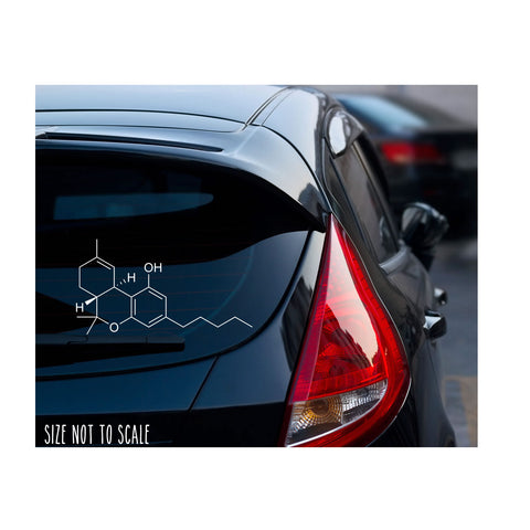 THC Molecule Sticker Decal Dope 420  Weed Leaf - 8&quot; Choose Color