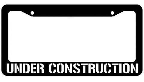 Under Construction License Plate Frame - JDM KDM plate Cover Racing Team Choose Text Color!
