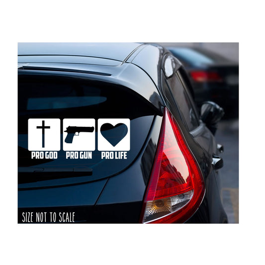 Pro God Pro Gun Pro Life Sticker Decal 2A Bible Religious 8"