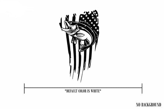 Bass Fish American Flag Cross sticker decal - Fishing Choose Size