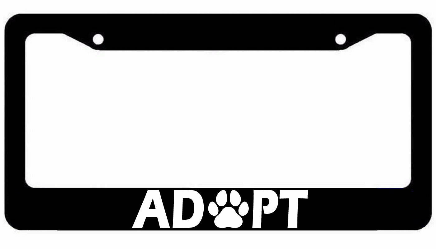Adopt Black License Plate Car Frame Rescue Animals Shelter Pet Cat Dog
