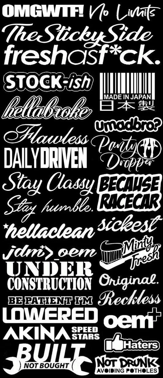 JDM Mega Sticker Pack Lot of 27 Decals Low Race Drift Dope Low Choose Color #SH