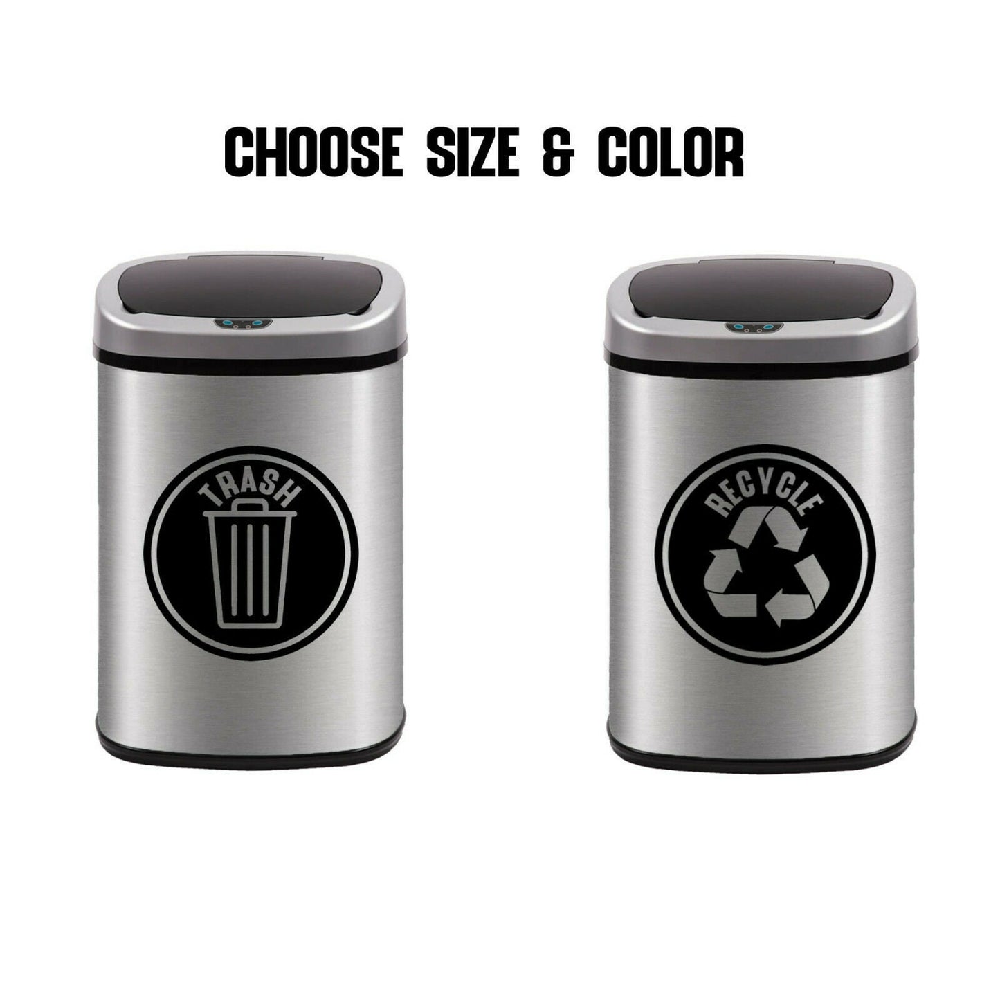 Recycle & Trash Sticker Decal - Kitchen Outside Choose Size and Color