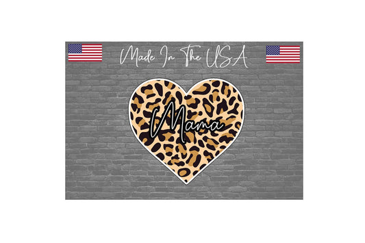 Mama cheetah Heart Sticker Decal - Leopard Mama Milf Sticker Decal Car Truck 4"