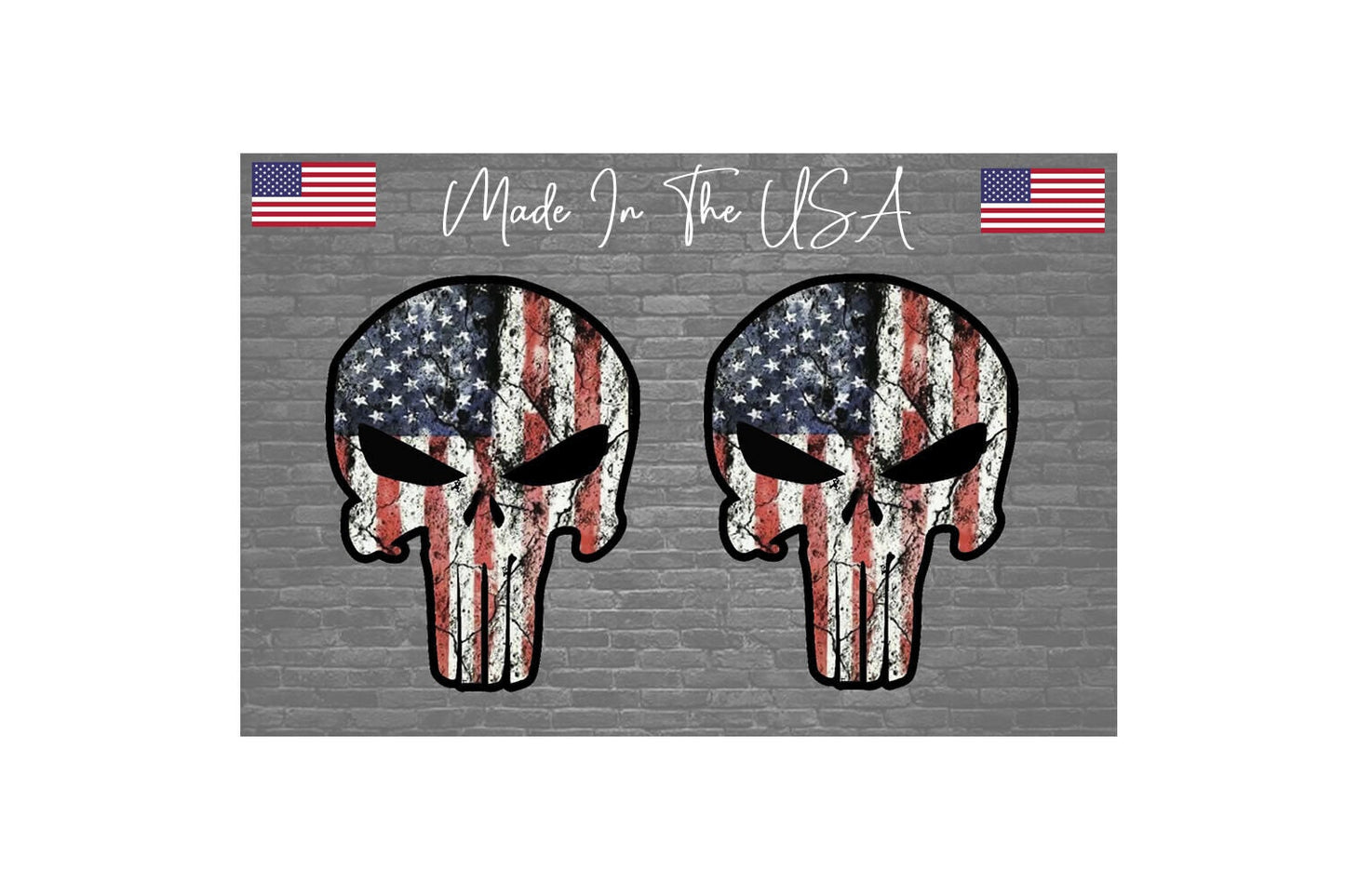 x2 Tattered USA Punisher Sticker Decal Car Truck 2nd Amendment 4"