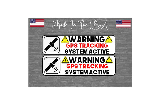 x2 Warning gps tracking sticker decal 4" each - JDM car Alarm GPS tracking