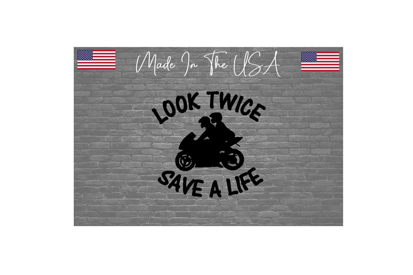 Look Twice Save A Life Sticker Decal - Motorcycle Safety Choose Color - 5"