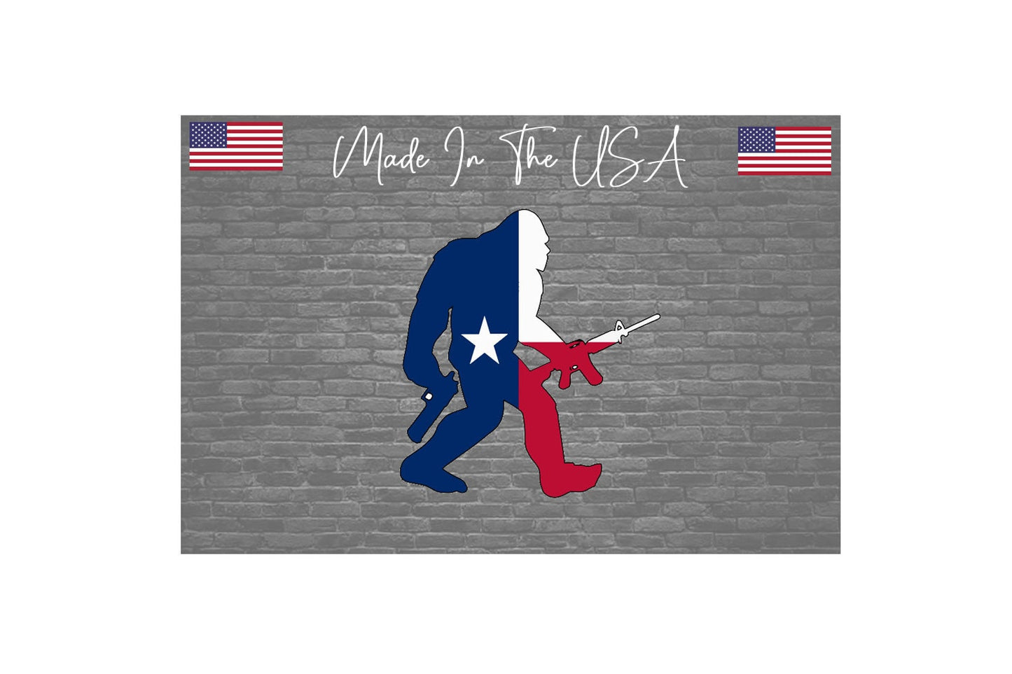Texas Flag Bigfoot 2A Sticker Decal - Sasquatch Texan 2nd Amendment 5"