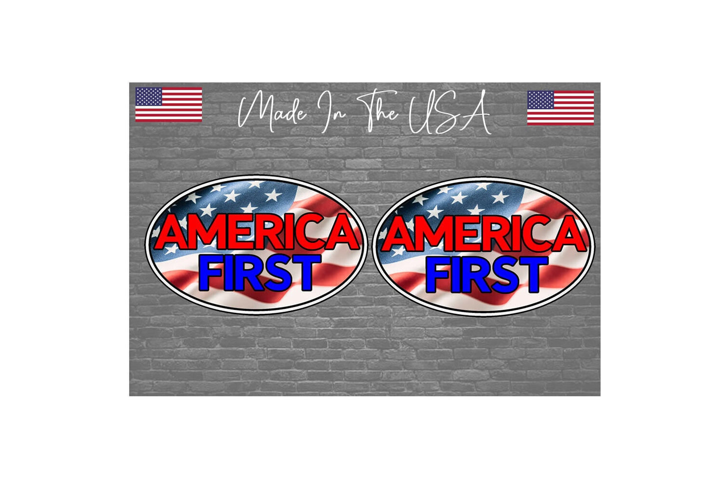 America First Sticker Decal Republician 4" - Oval USA Flag