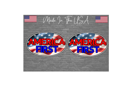 America First Sticker Decal Republician 4" - Oval USA Flag