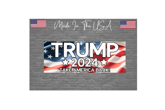 Trump 2024 Take America Back Sticker Decal - Bumper USA Flag Sticker Decal