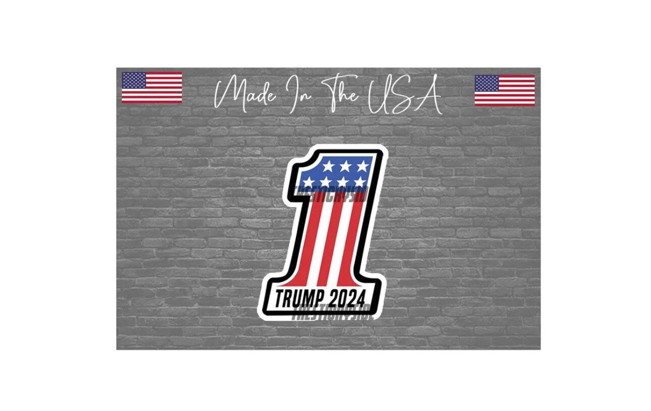 Trump 2024 Sticker Decal America First USA Flag MAGA President 4"
