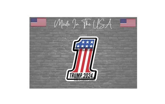 Trump 2024 Sticker Decal America First USA Flag MAGA President 4"