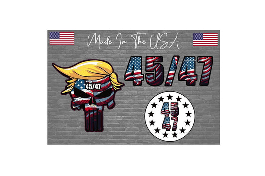 3 pack Trump Skull Punisher Sticker Decal USA Flag MAGA President 45 47 Lot