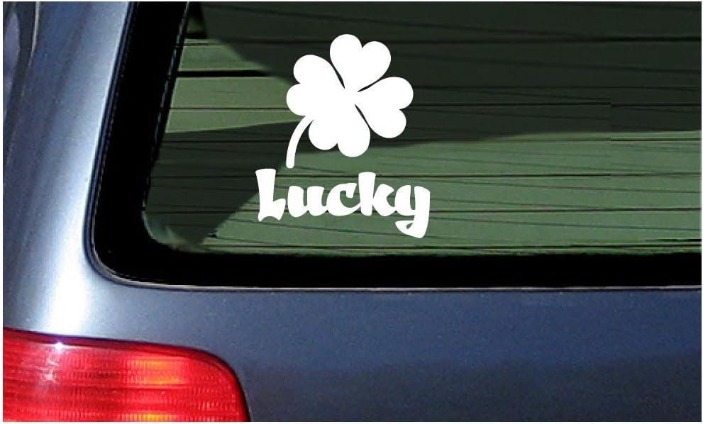 Lucky Four Leaf Clover White Vinyl Decal Sticker Window Irish 6"
