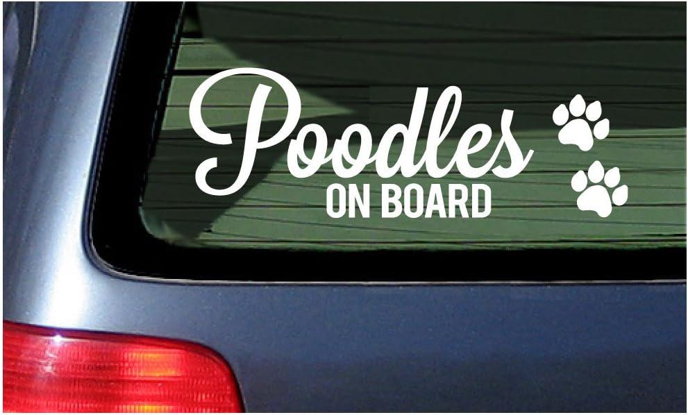 Poodles On Board White Window Vinyl Die Cut Decal Sticker 6"