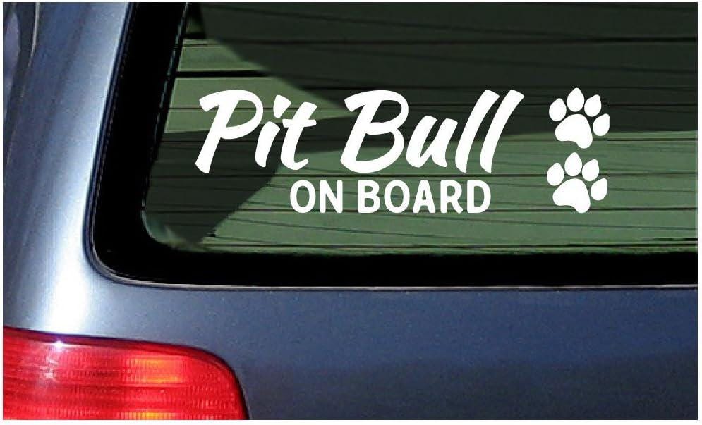 Pit Bull On Board - White Vinyl Window Sticker Decal Pitbull Bully 7"