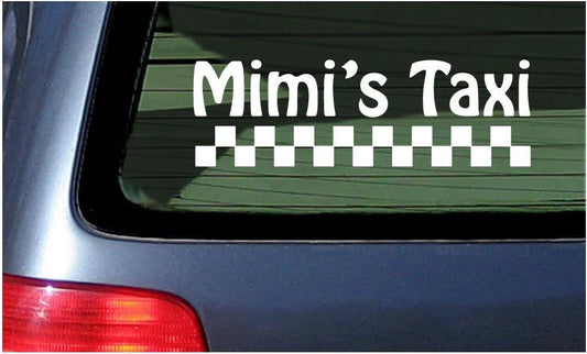 Mimi's Taxi Vinyl Decal - White Window Sticker 7" Grandma Granny
