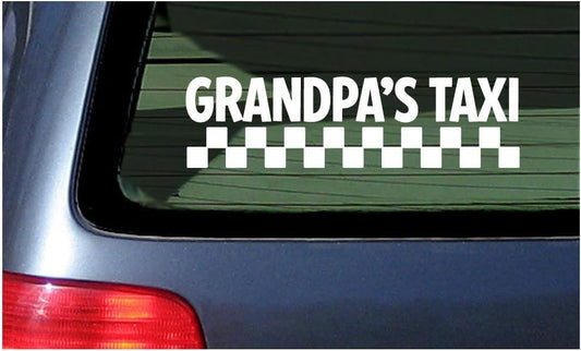 Grandpa's Taxi White Vinyl Decal Sticker 7" Papa Pops Grand dad