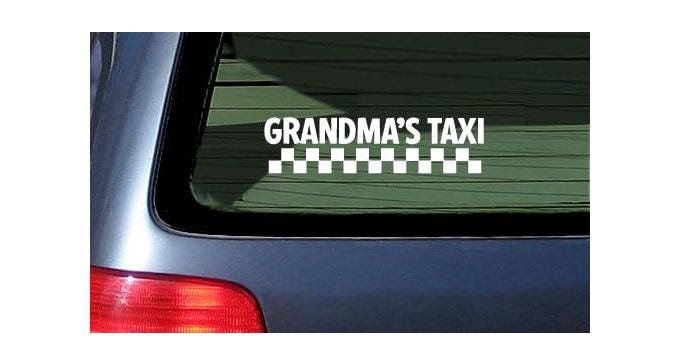 Grandma's Taxi White Vinyl Decal Sticker 7" Granny Nana Grammy Gram