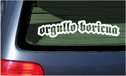 Orgullo Boricua Vinyl Decal Window Sticker - White Puerto Rico Pride 7"