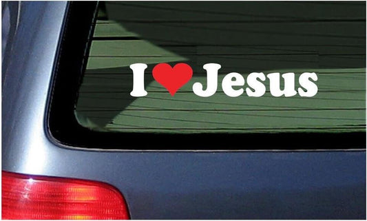 I Love Jesus Window Sticker - Christian Car Vinyl Stickers 7"