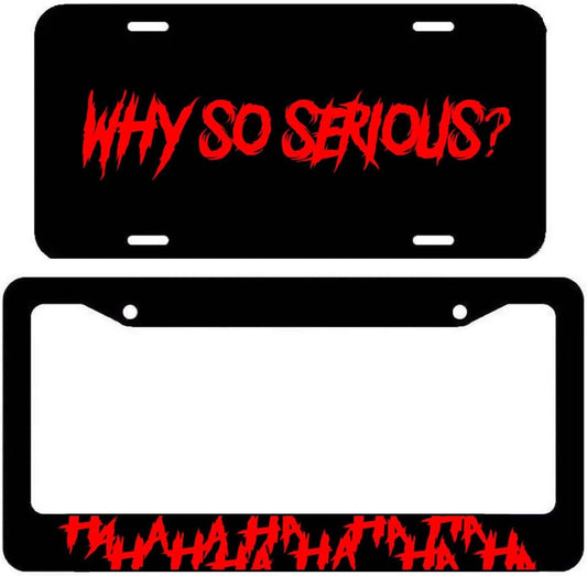Haha / Why So Serious License Plate Frame - Joker Funny Cover Front / Back RED