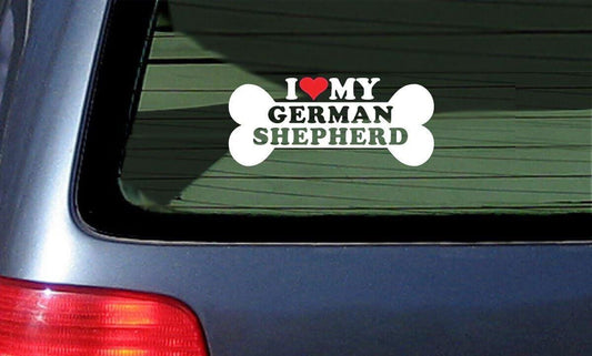 I Love Heart My German Shepherd Dog Bone Vinyl Die Cut Decal Sticker 6"