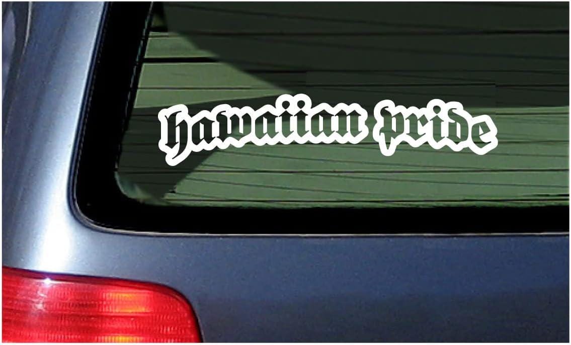 Hawaiian Pride White Vinyl Sticker Car Truck Vehicle Decal Window Graphics 7"