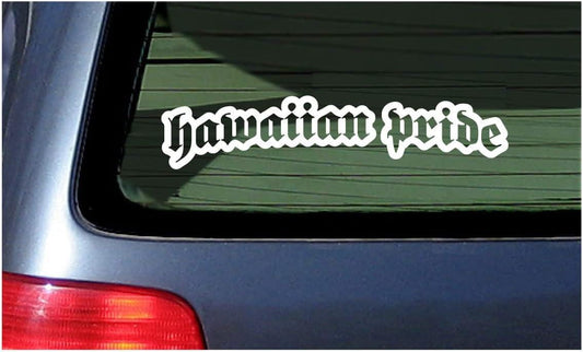 Hawaiian Pride White Vinyl Sticker Car Truck Vehicle Decal Window Graphics 7"