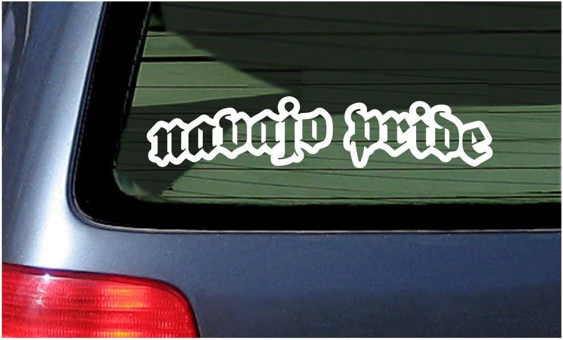 Navajo Pride White Vinyl Sticker Car Truck Window Decal Tribal Nation 7"