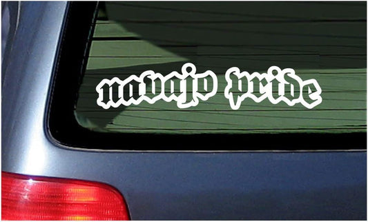 Navajo Pride White Vinyl Sticker Car Truck Window Decal Tribal Nation 7"