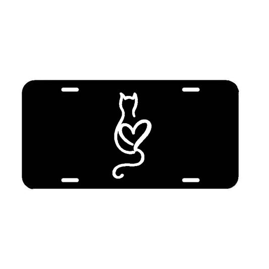Cat Heart Front License Plate Frame Cat Kitty Cat Lover Cover Car Truck SUV