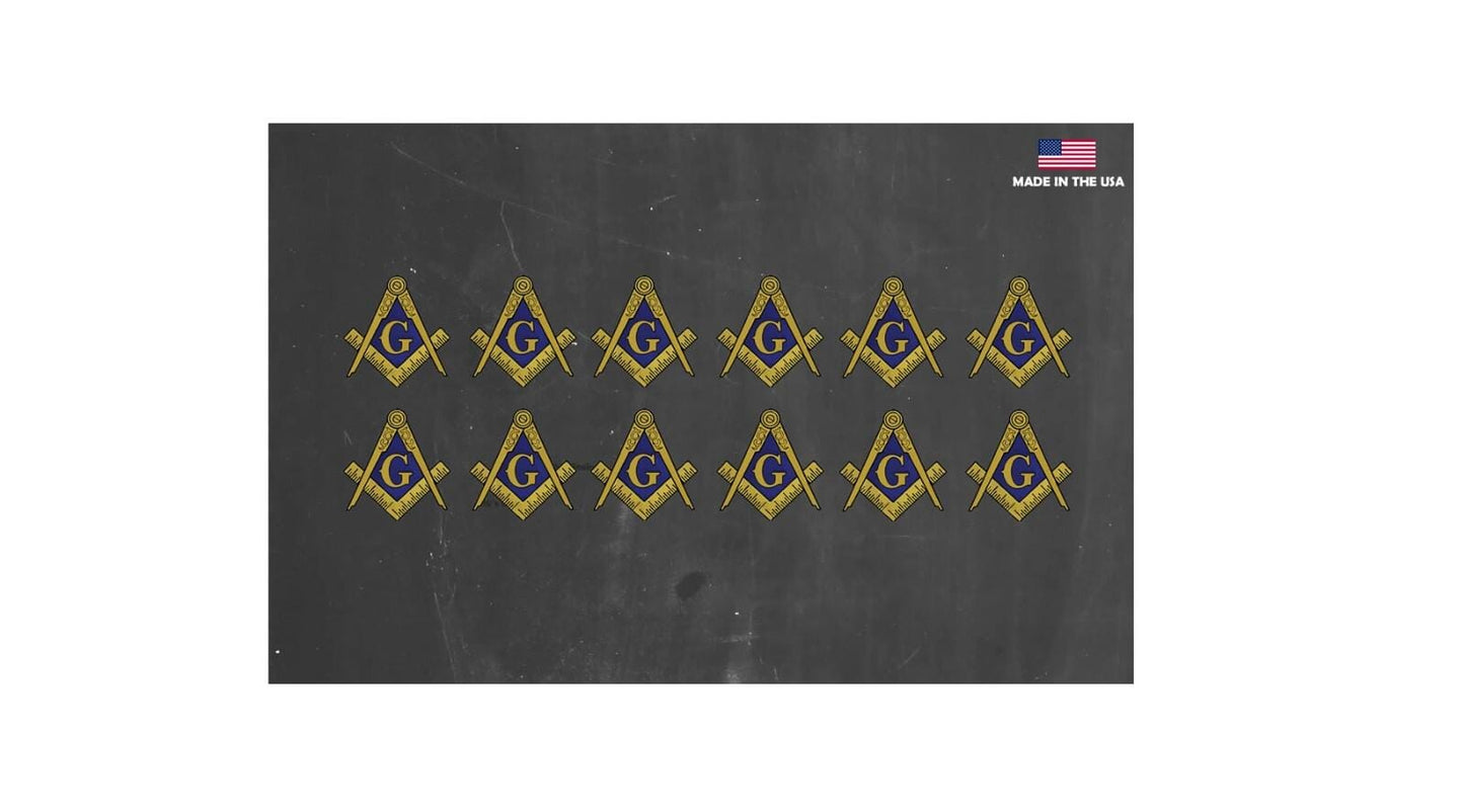 Masonic Compass Sticker Decal For Car truck SUV 12 Pack 1.5" Each