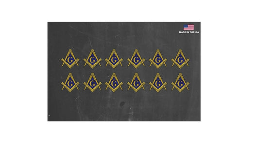 Masonic Compass Sticker Decal For Car truck SUV 12 Pack 1.5" Each
