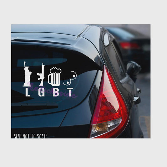 LGBT Funny decal sticker -Beer Vinyl Liberty 2A Car Truck SUV JDM 6"