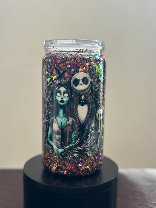 Nightmare before Christmas tumbler 16oz glitter Cup