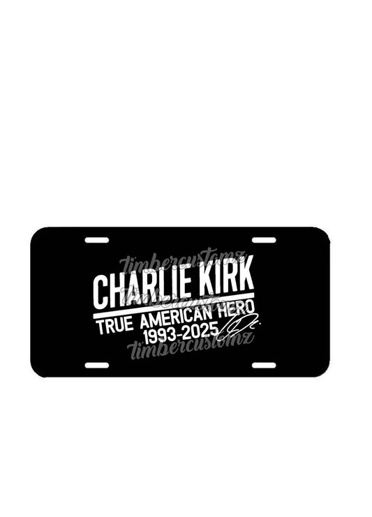 Charlie Kirk FREEDOM Black License Plate Frame- Car Truck SUV